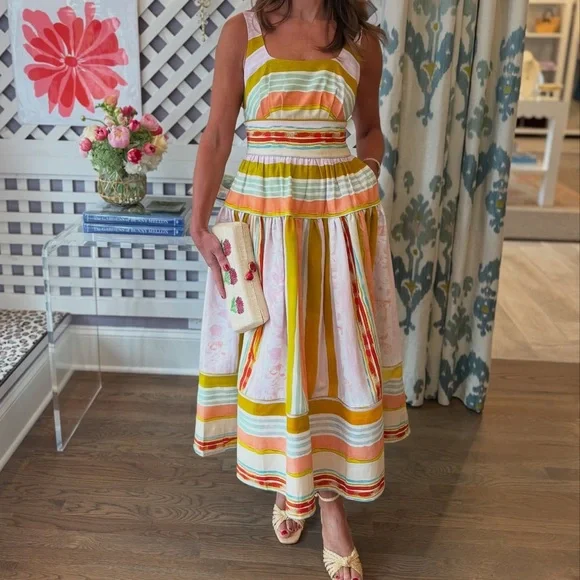 Hunter Bell Mara Abstract Stripe Midi Dress NWT Size 4 - Picture 10 of 14